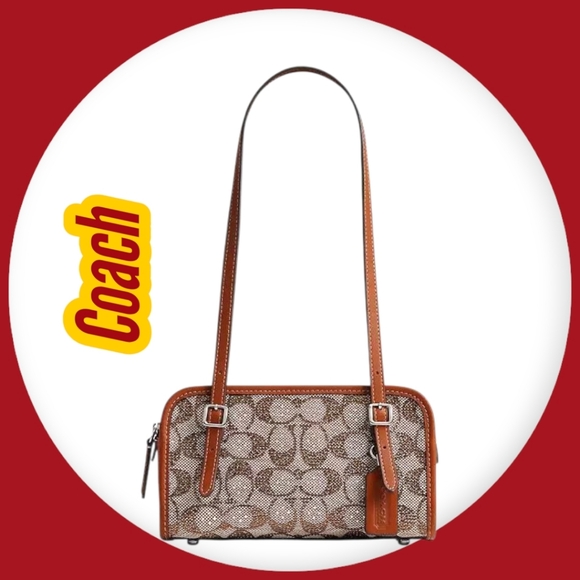 Coach Swing Zip Bag 20 In Crystal Signature Jacquard - Picture 1 of 14